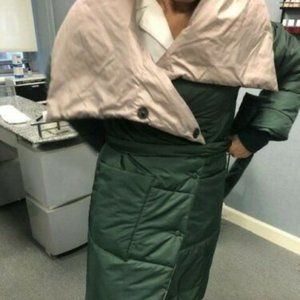 Mimino Modern Women's Green Parka Coat Size Medium